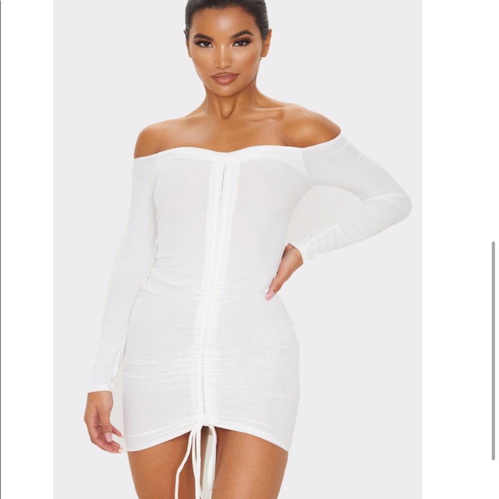 PrettyLittleThing White Ribbed Bodycon dress